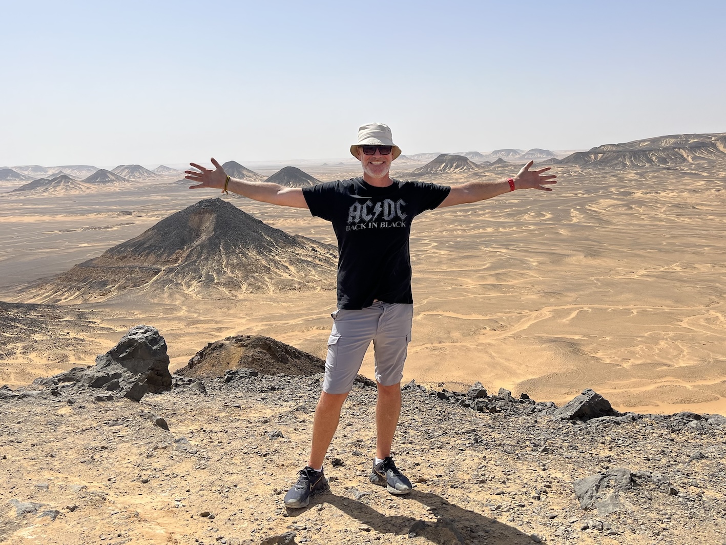 At the top of a mountain in the White Desert, Egypt