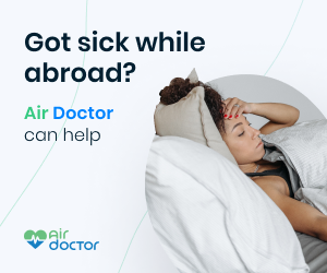 Air Doctor image with text written as "Got sick while abroad? Air Doctor can help"